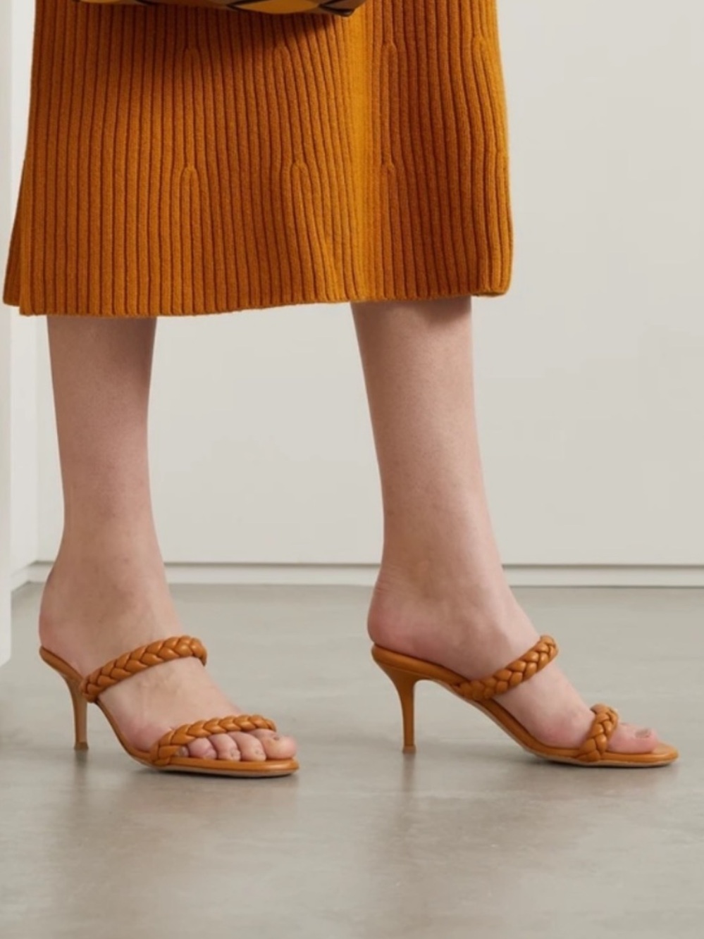 Gianvito Rossi's 'Marley' sandals Braided Strap Women’s Heeled Mules in Tan